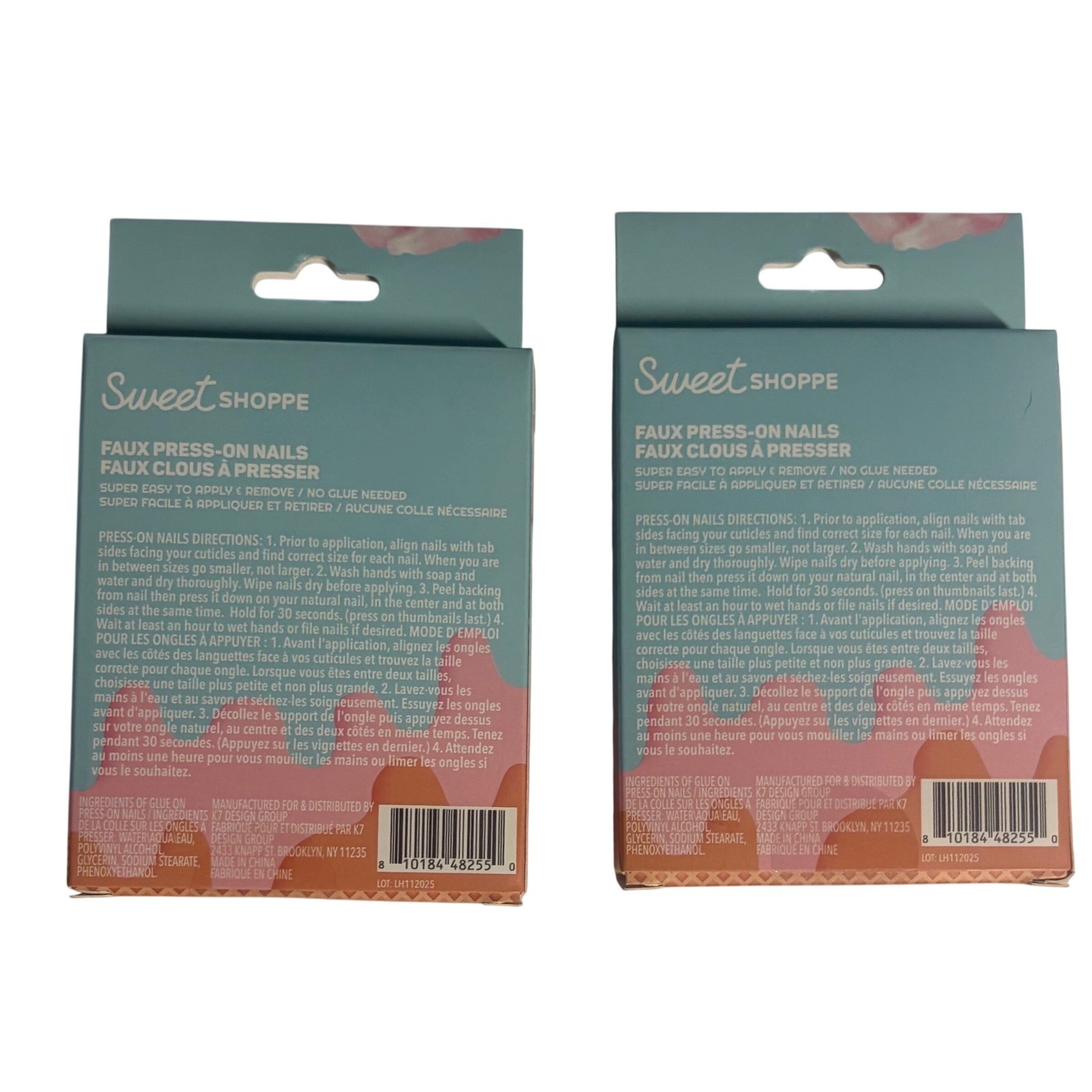 Sweet Shoppe Lot of 2 Faux Press On Nail Sets Kids Candy Swirl Holographic 12ct