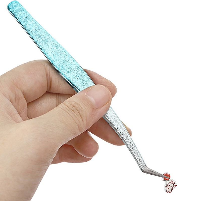2PCS Eyelash Tweezers Eye Lash Clip Remover Tool False Extension Curved Pointed