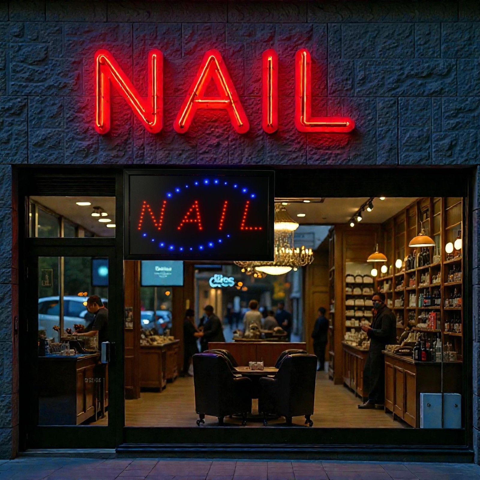 Large LED Light Nail Sign 22″x13″ Business Motion Light Nail Sign On/off Swit…