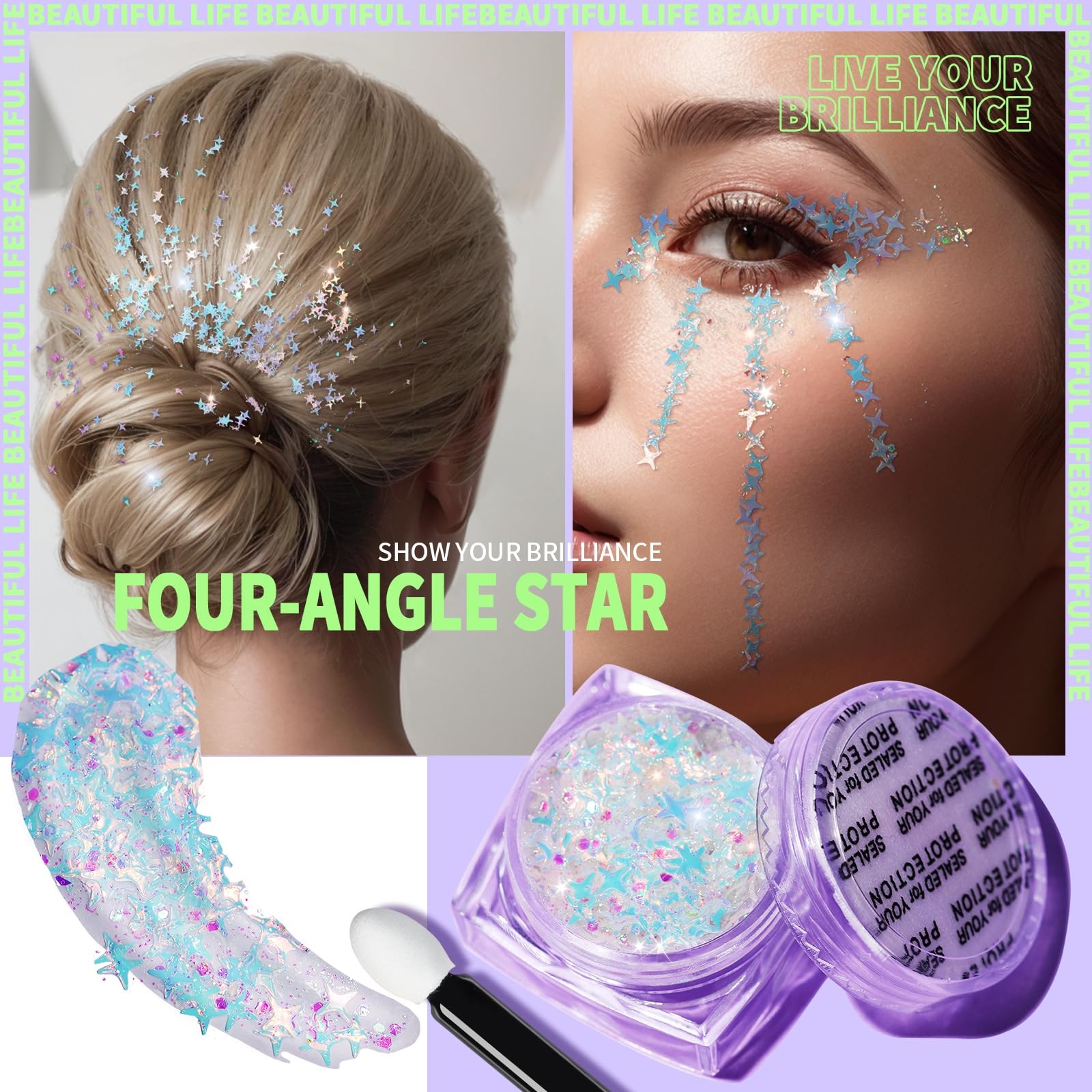 Face Glitter Body Glitter, Clear White Body Glitter Gel, Hair Glitter Gel, 6 …