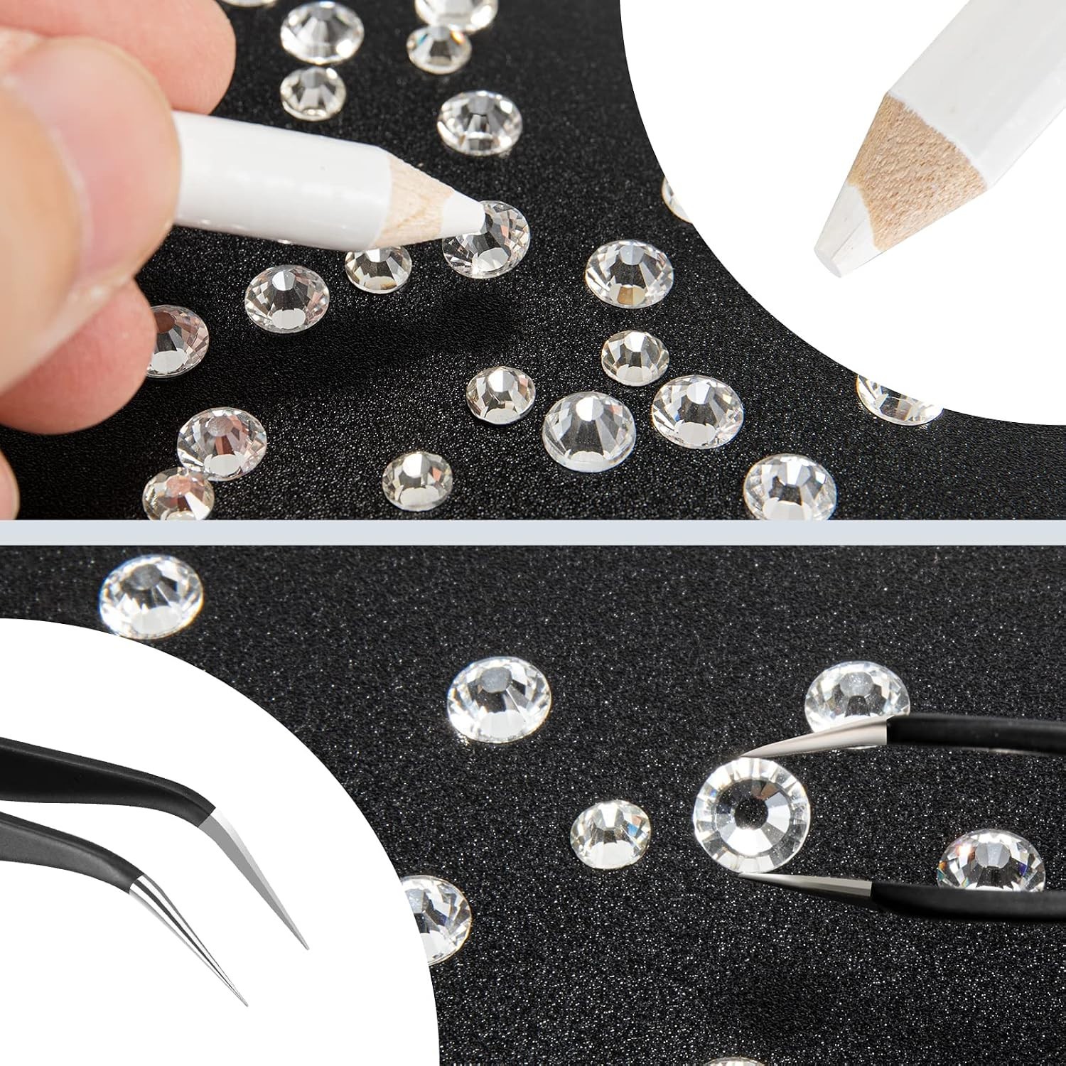 2000PCS Clear Rhinestones Set with Tweezers for Ultimate Nail Art & Crafts