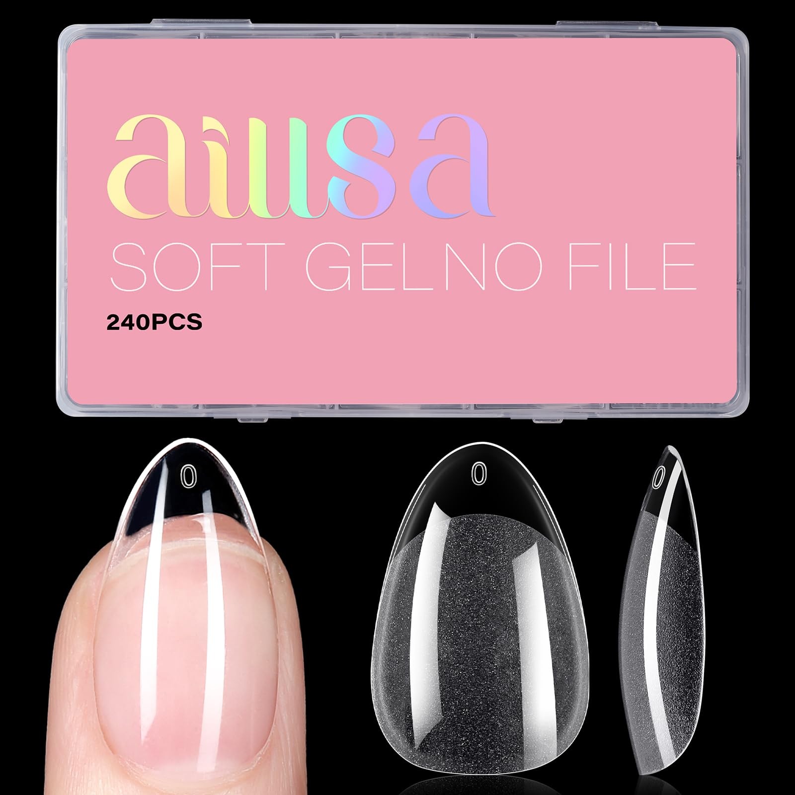 AILLSA Short Almond Nail Tips PreShaped Acrylic Nail Tips Half Matte Full Cov…
