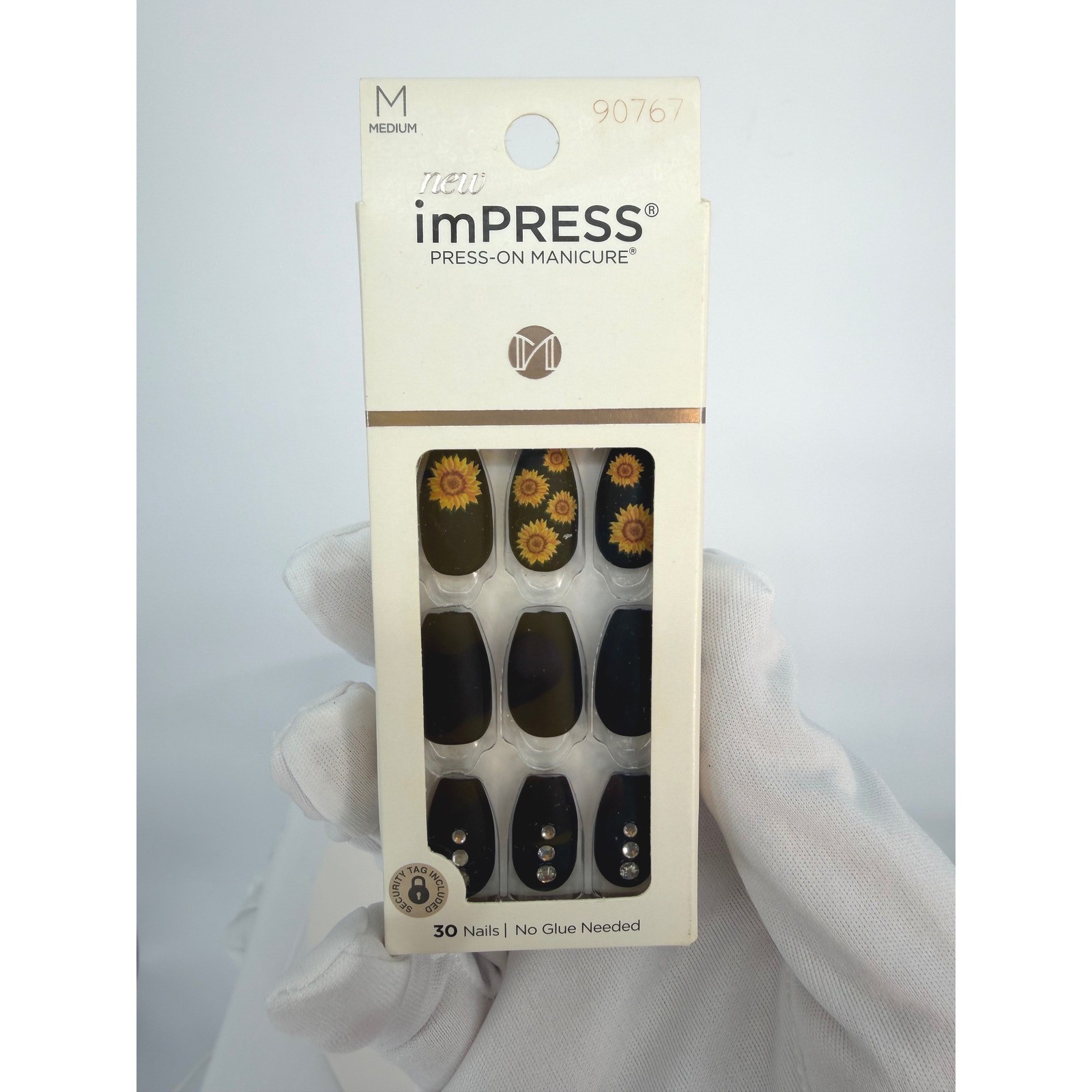 imPRESS Press On Med Nails 30 Count Festival Night Sunflower Rhinestones 93-53