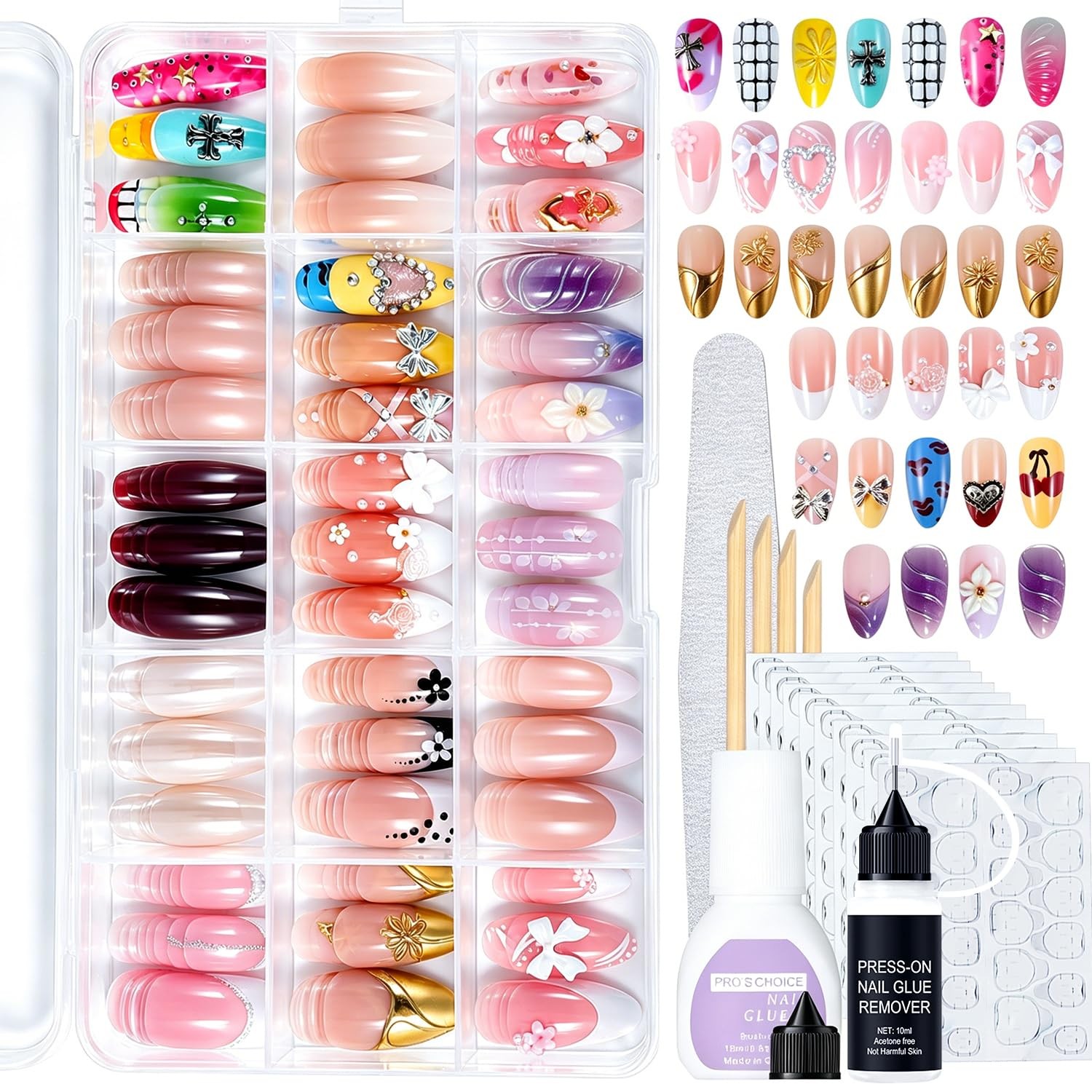 Matte Shimmer Full Cover Reusable Press On Acrylic Nails