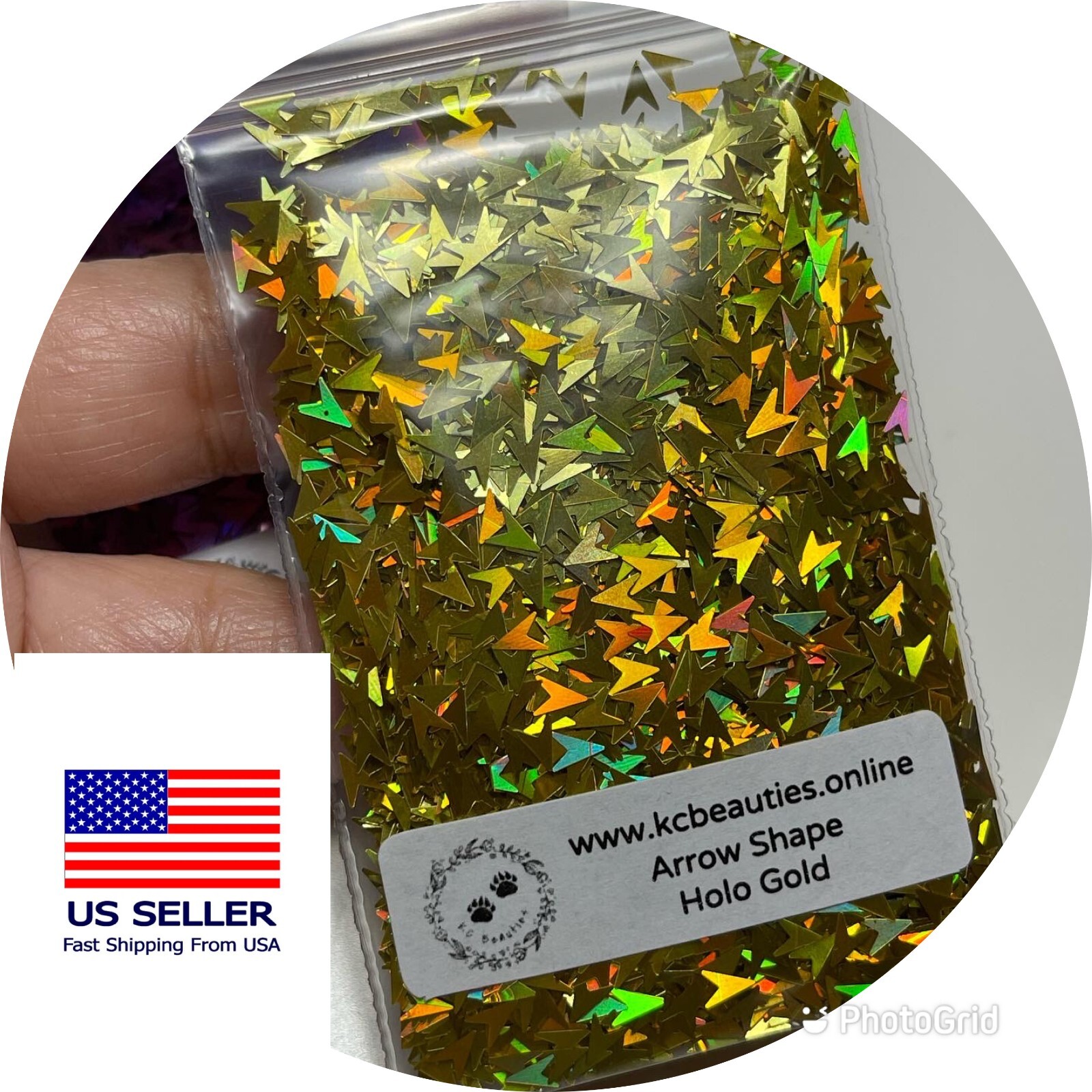 1 TBSP Solvent Resistant HOLO GOLD ARROW Shape Glitter Epoxy US Seller