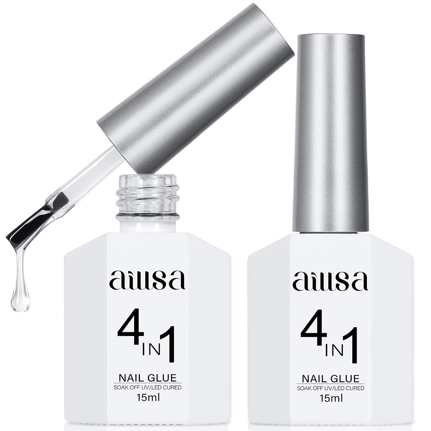 2PCS Gel Nail Glue for Acrylic Nails, 4 in 1 Strong Nail Gel Glues | Glue for Fa