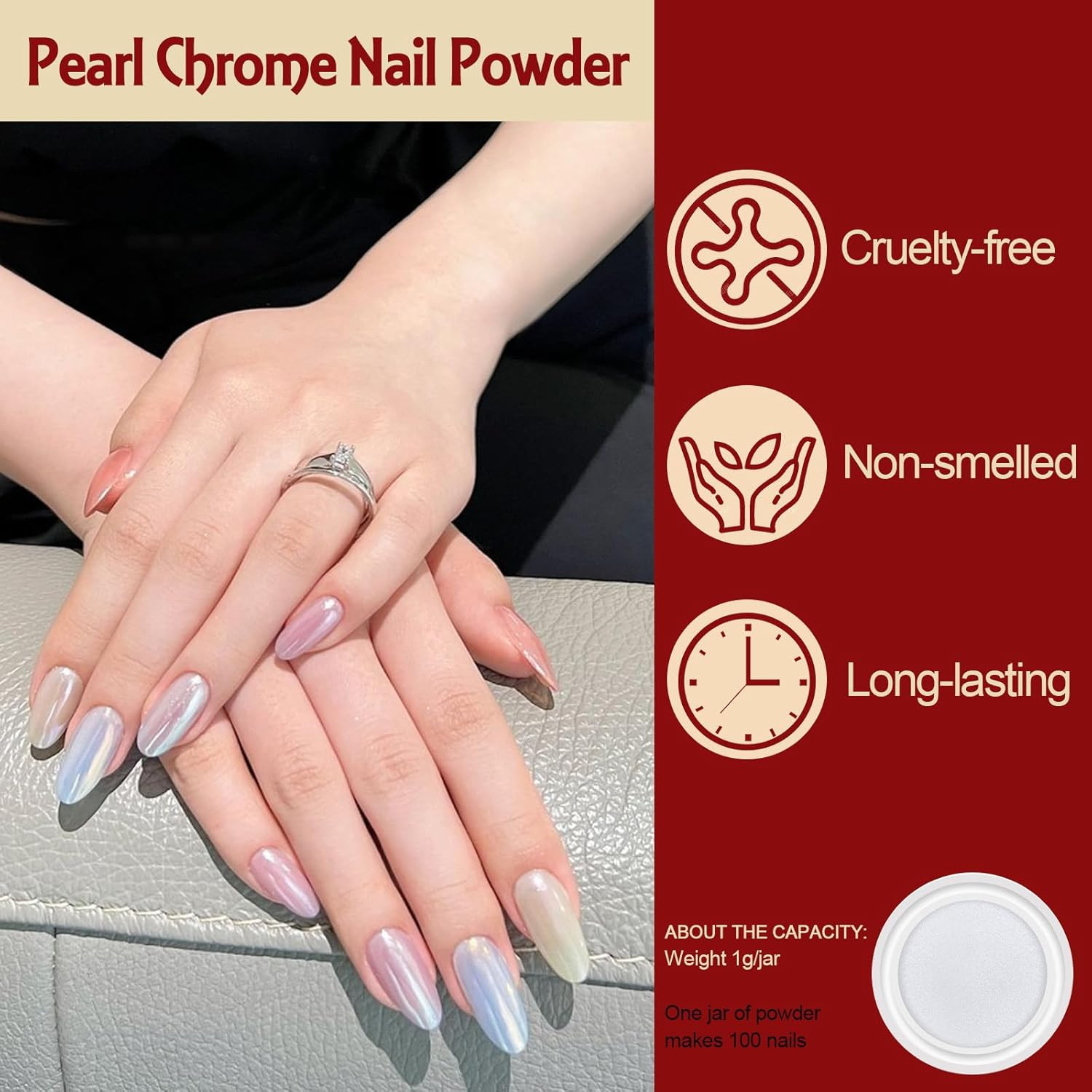 Artdone 16Jars Chrome Nail Powder Magic White Pearl Kit Mirror Effect Silver Met