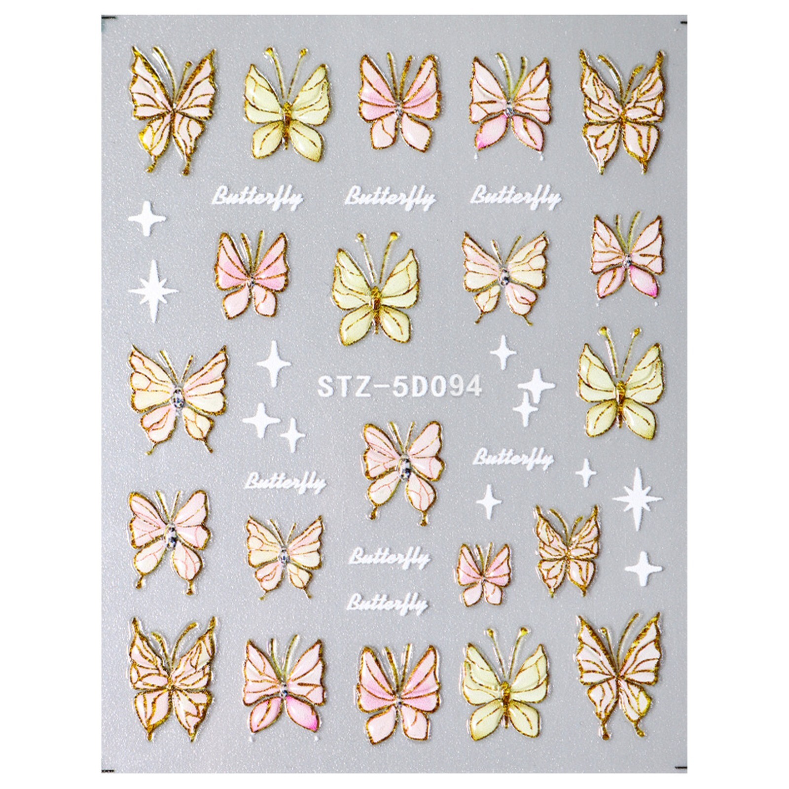 3D Butterfly Nail Stickers,Nail Decal,Nail Art Design,Hologram Nails 5D94