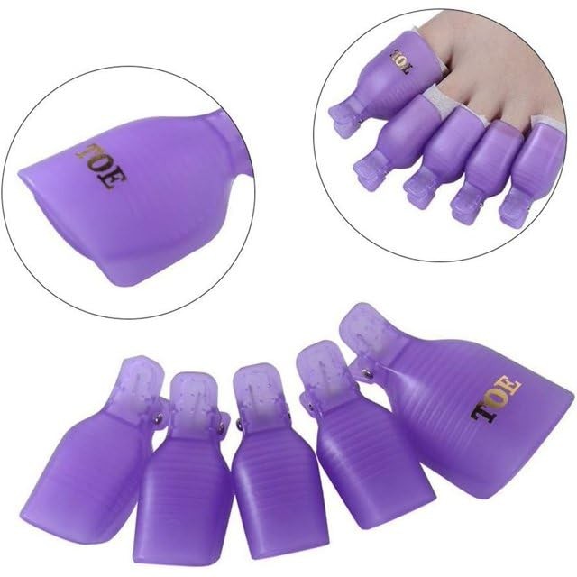 10Pcs Purple Useful Toenail Clips Nail Art Caps Soak Off UV Gel Clamp