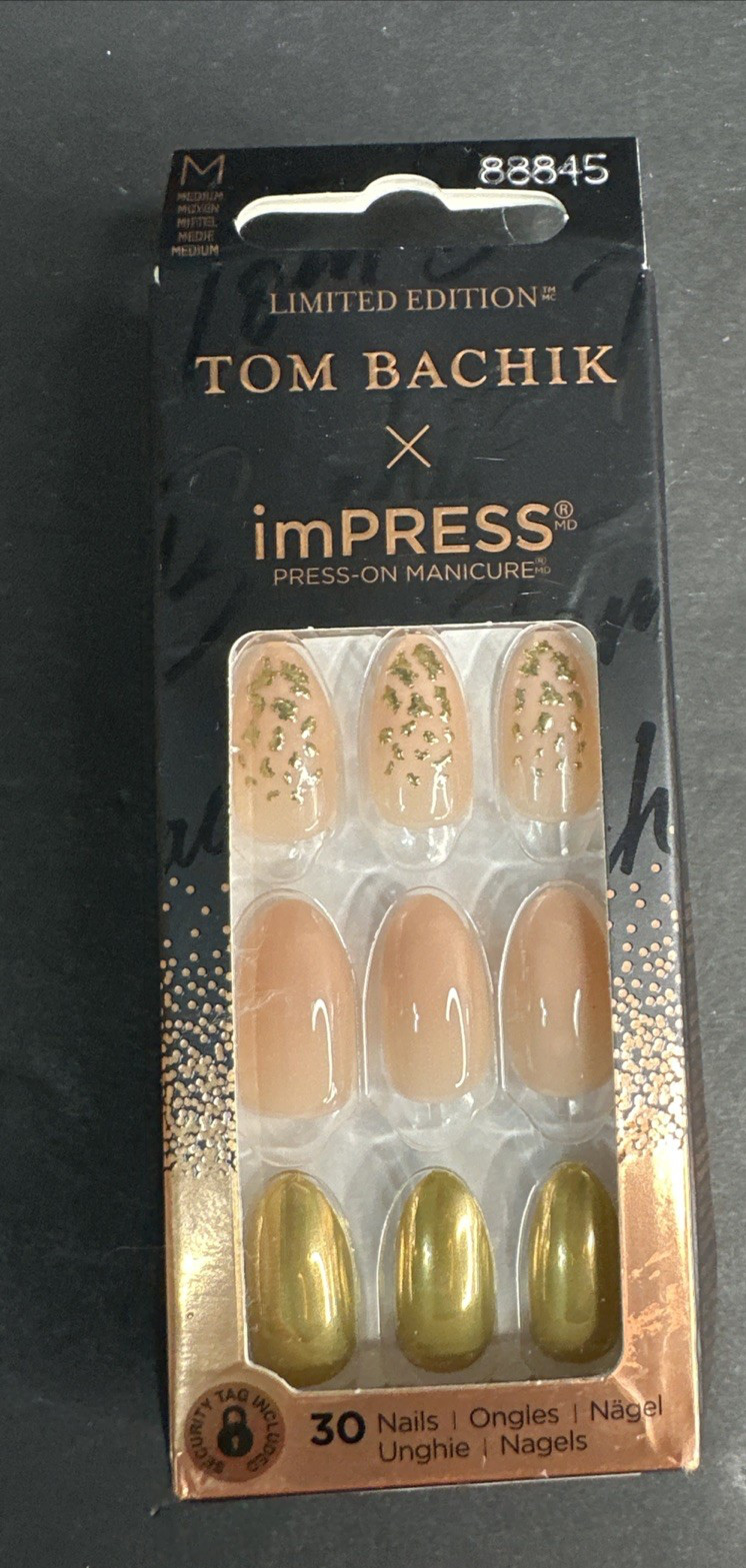 ImPress Limited Edition Tom Bachik Press On Nails Mix & Mingle 30 Pieces Gold
