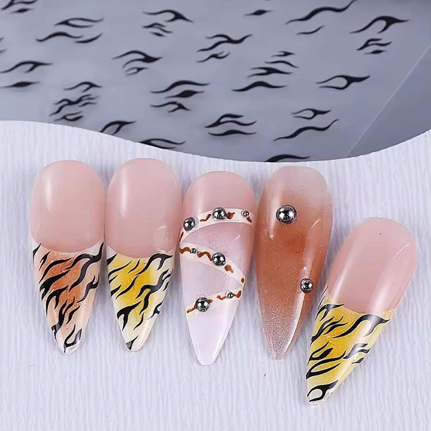 4 Sheets 3D Black White Zebra Print Nail Stickers, Self – Adhesive 3D Zebra Patt