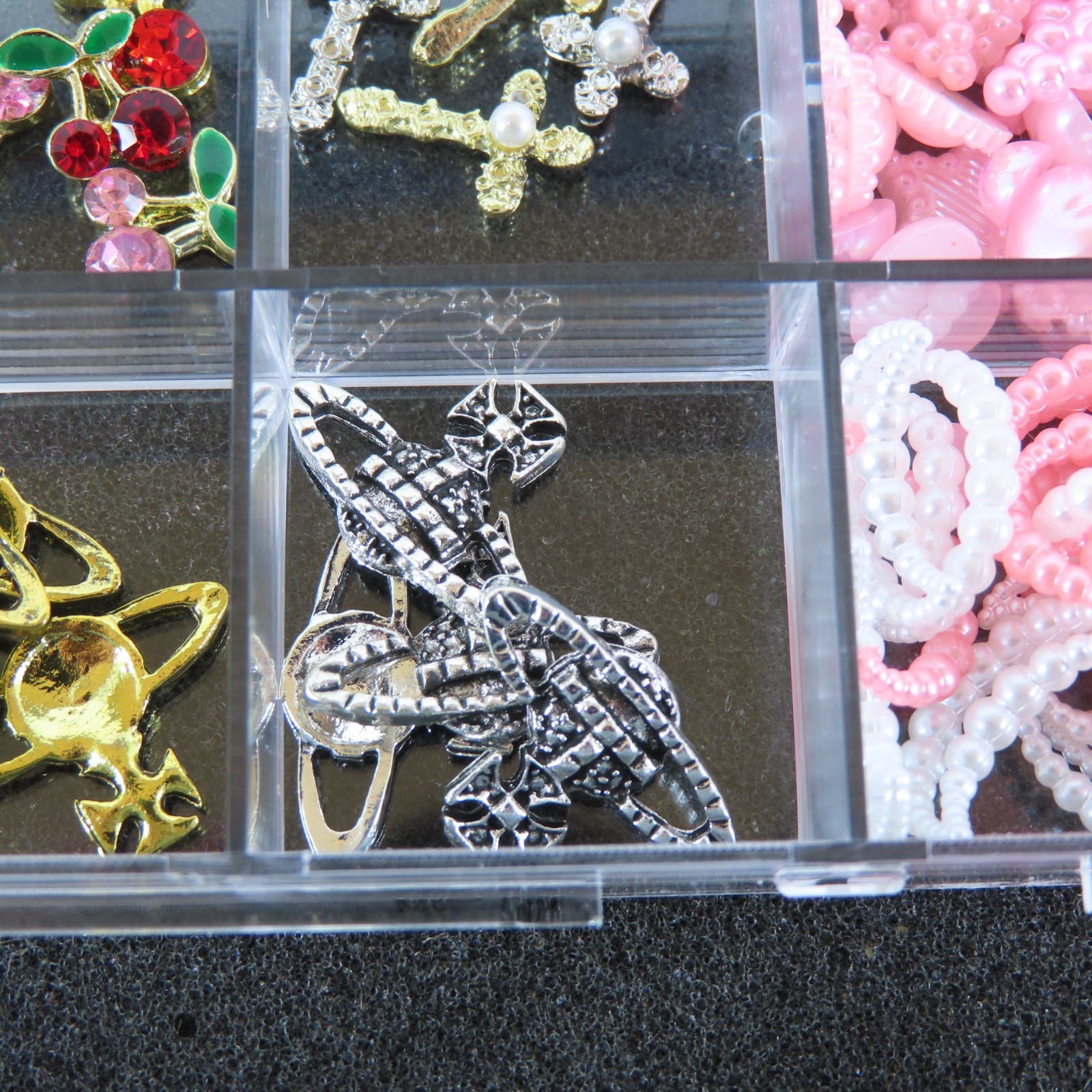 (5 BOXES) TATIWOO 3D NAIL ART CHARMS 24PCS PINK BOW HEART STAR BUTTERFLY DECALS