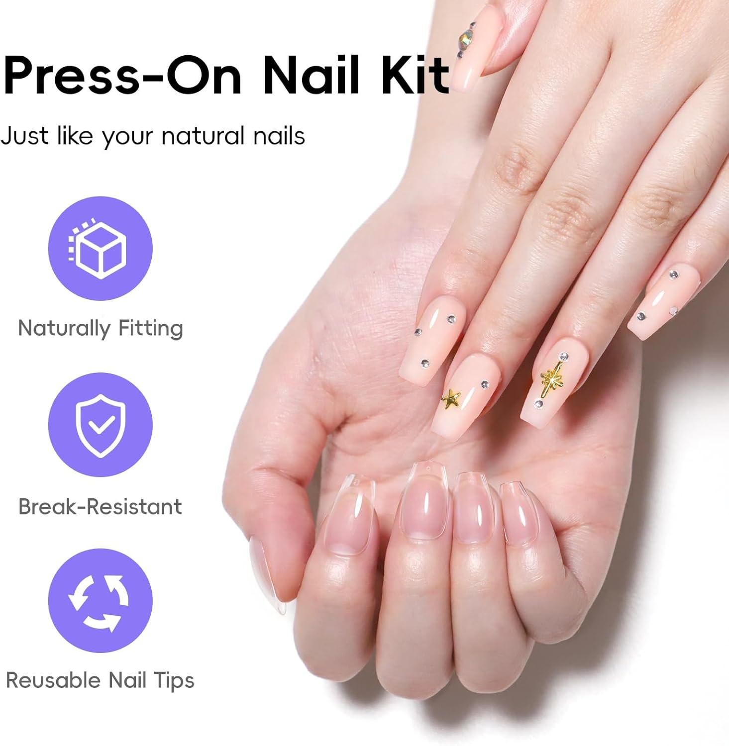 l Nail Kit, Short Medium Coffin Nail Tips with U V Lp 2