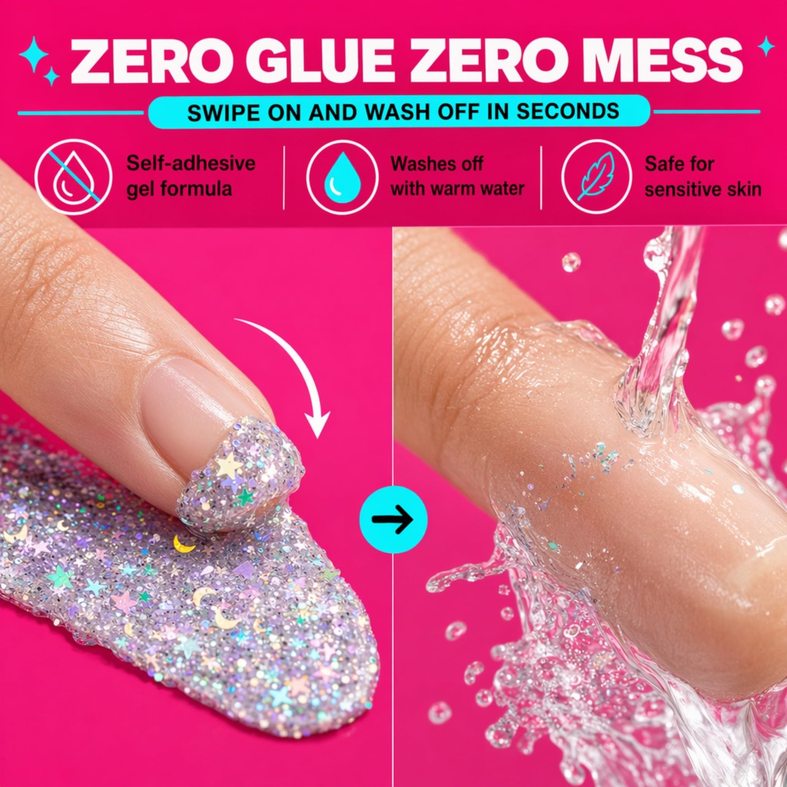 Silver Body Glitter Gel 3 Oz for Halloween & Festivals