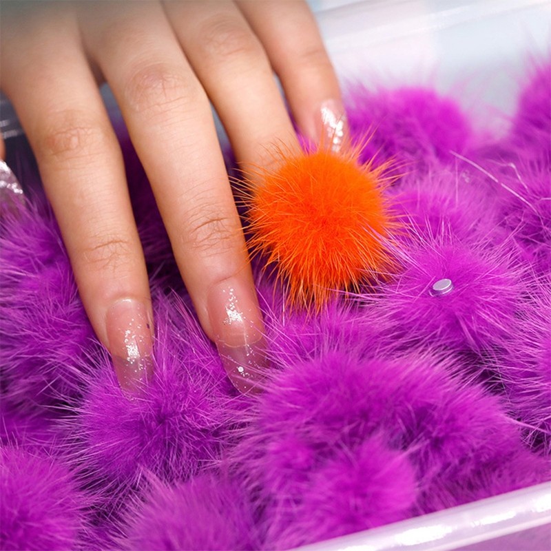 Nail Pom Fluffy Ball 3D Detachable Nail Pom Pom Faux Fur Pom Ball Nail Art Decor