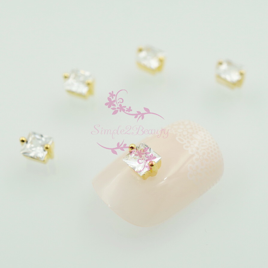 10 Square Clear Zircon Crystal Design Alloy Base Nail Art 3D Jewelry Making Deco