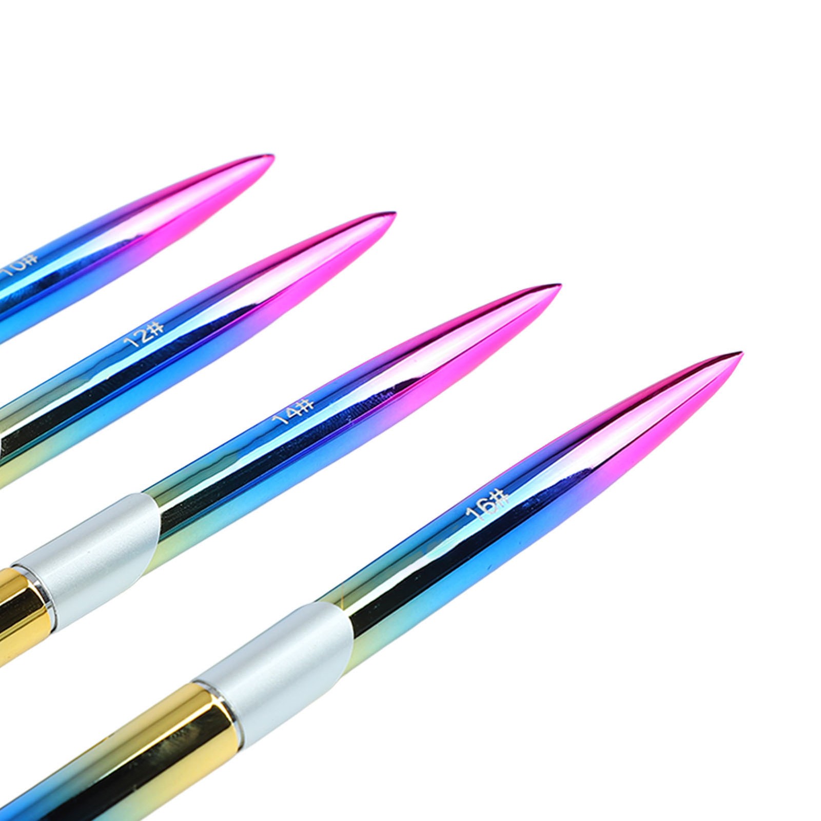 4pcs Nail Art Brush Set Aluminum Tube Ergonomic Handle Firm Flexible Soft Hair