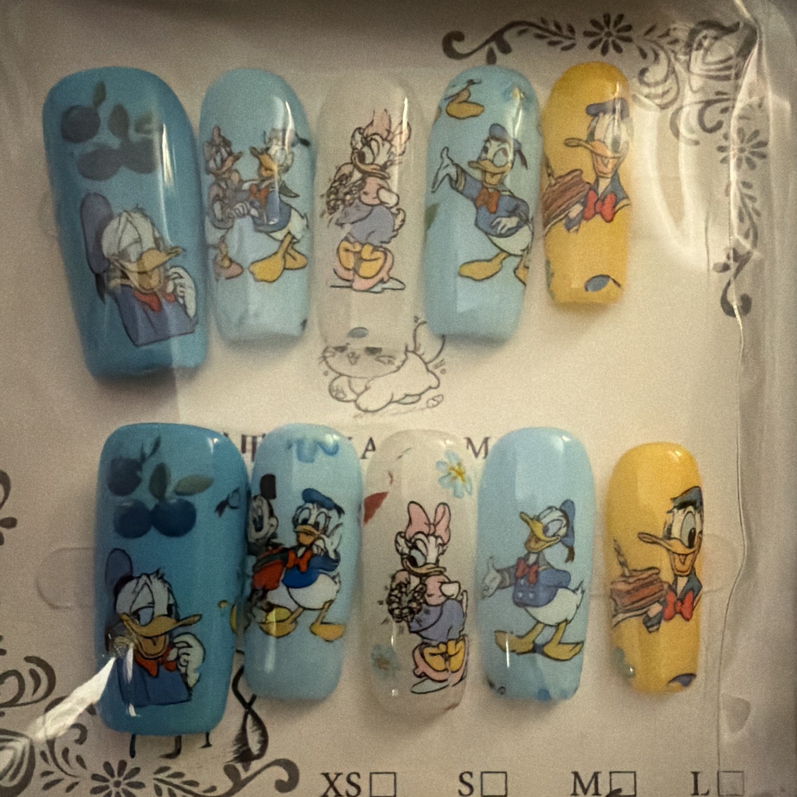 Press-On Nails Size Medium Coffin 3D Cartoon Full Cover Pre-Designed
