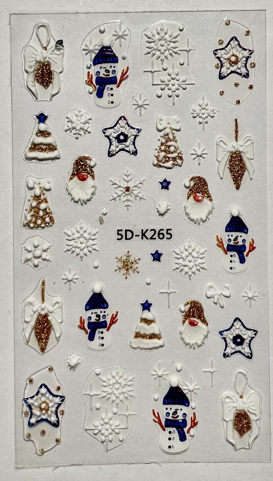 Nail Stickers Art Decal DIY Design 5D Waterproof Embossed Christmas Gold Glitter