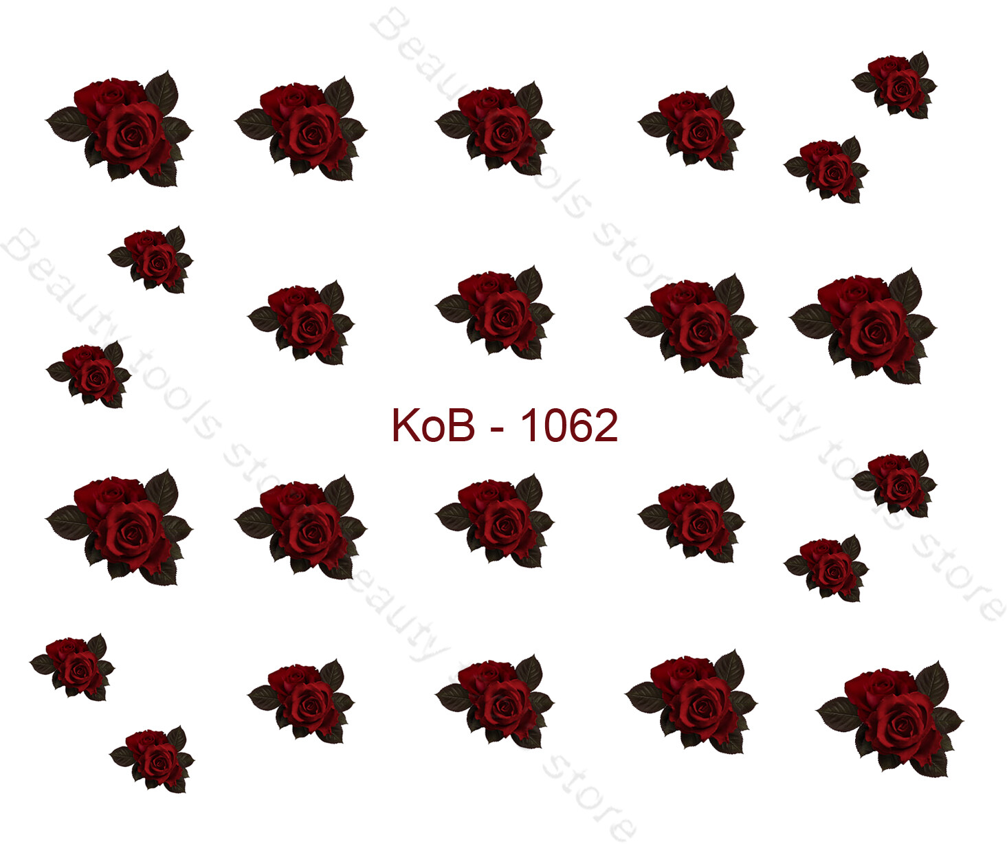 Nail Art Water Transfer Stickers Decal Pretty Red Roses KoB-1062