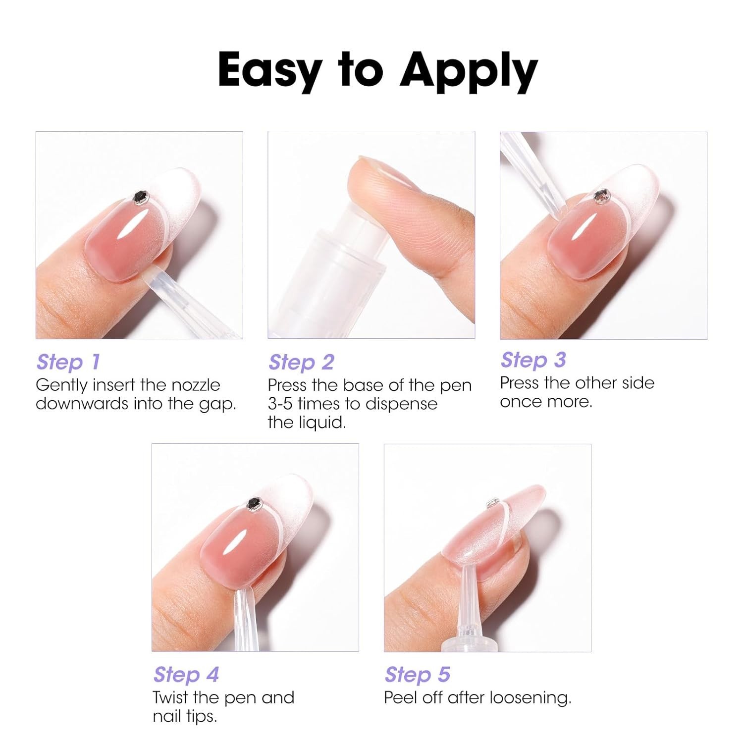 Nail Glue Remover, Nail Glue Remover for Press on Nails, 5 Pcs Non Acetone Ge…