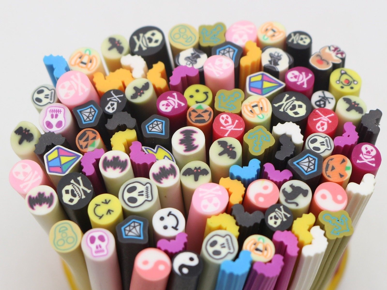 20pcs Cane DIY Polymer Clay Slice Rods Sticker 5X50mm Various for Nail Art Tips
