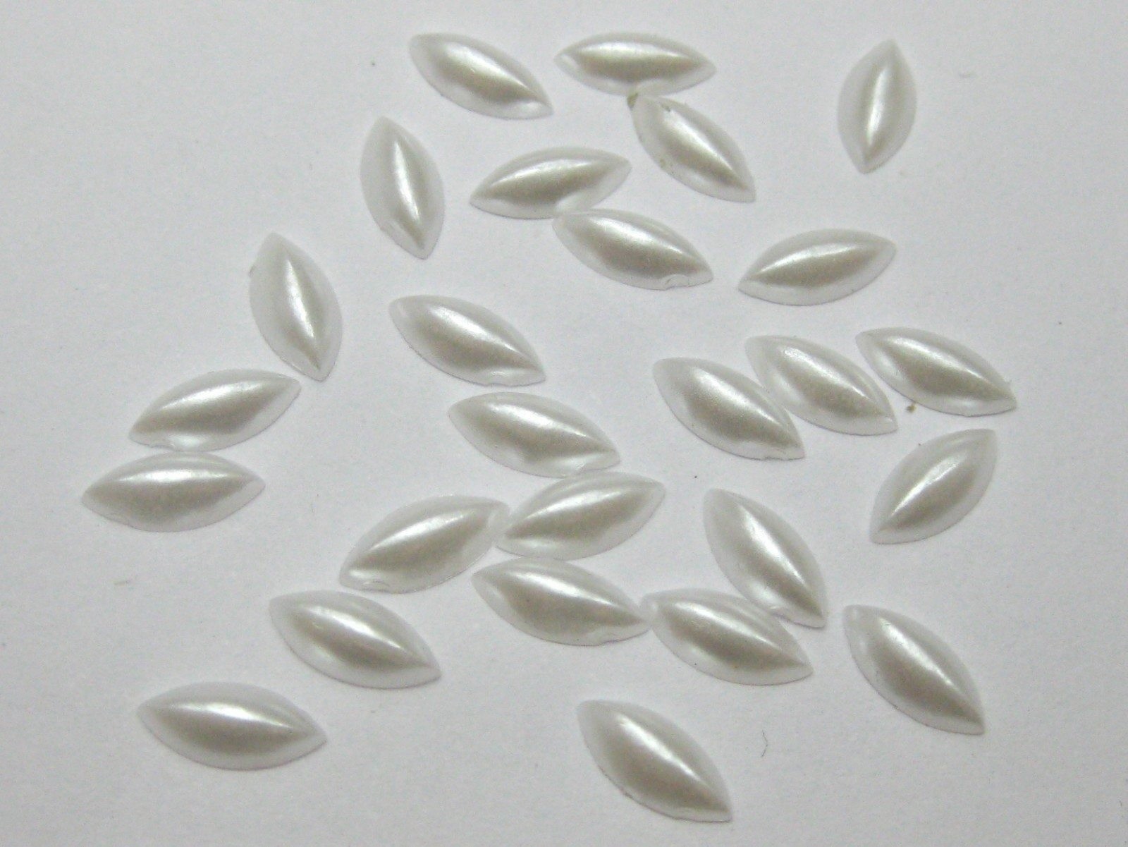 1000 Pure white Horse Eye Half Pearl Bead 4X8mm Flat Back Scrapbook Craft