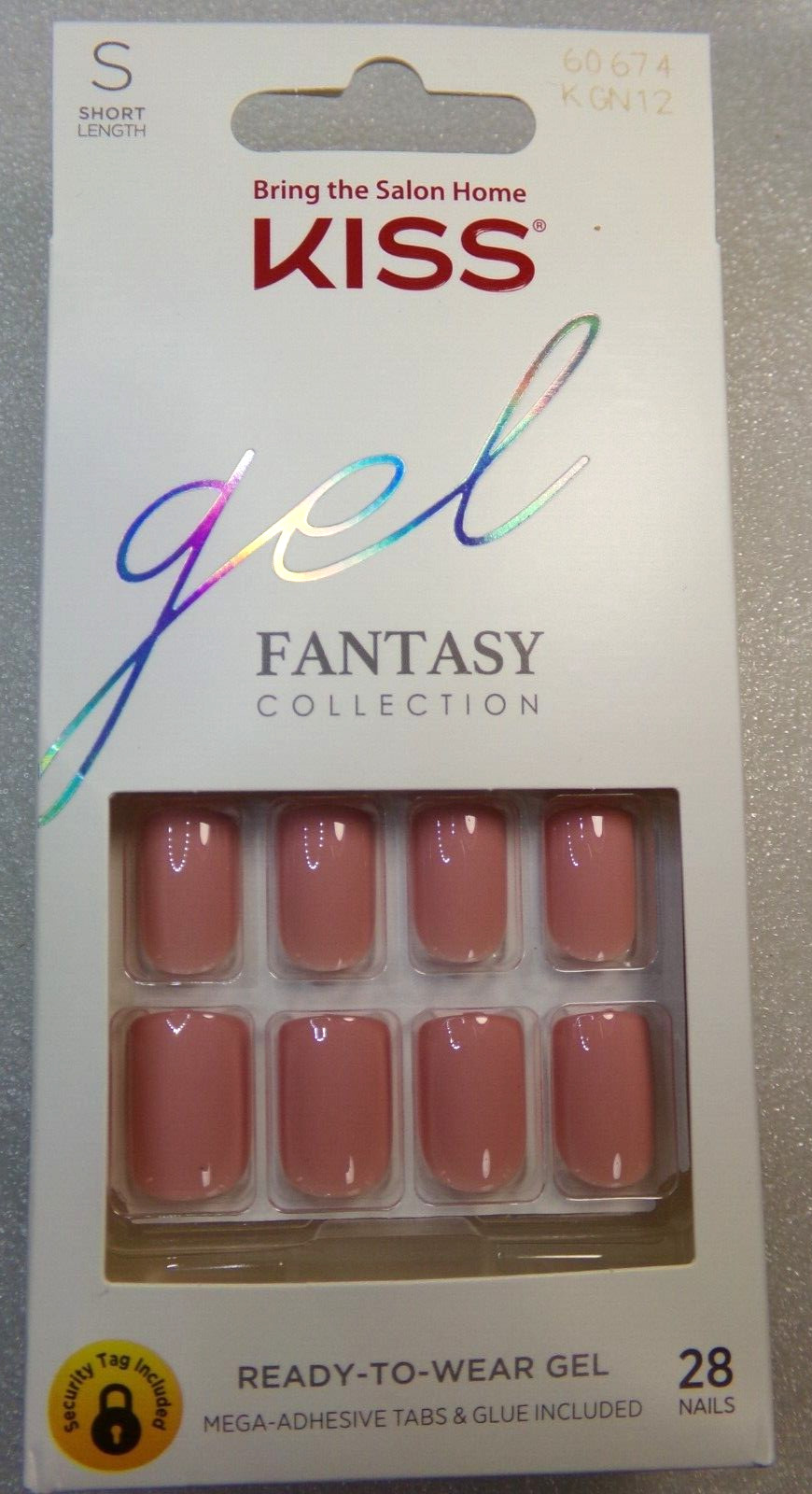 KISS Gel Fantasy NAILS Shiny Mauve Pink GLUE ON Short LENGTH, Square Shape