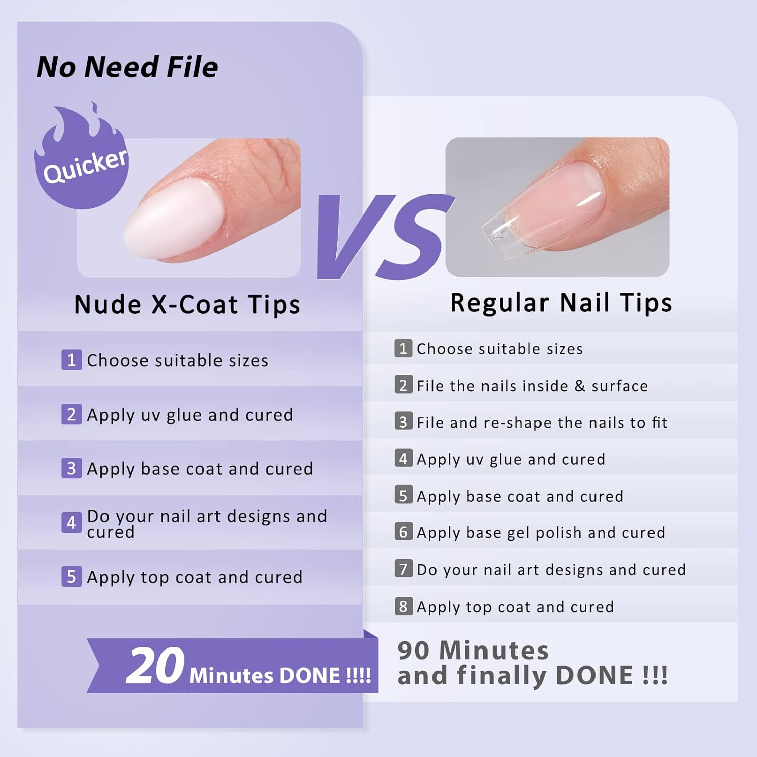 XS Short Almond Gel Nail Tips – Pre Colored Milky White Soft Gel Nail Tips, Milk