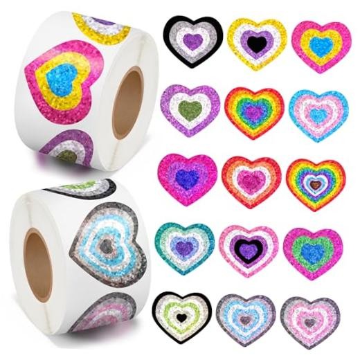 LGBTQ Pride Rainbow Stickers – 1000Pcs LGBTQ Rainbow Heart Laser Rainbow Heart