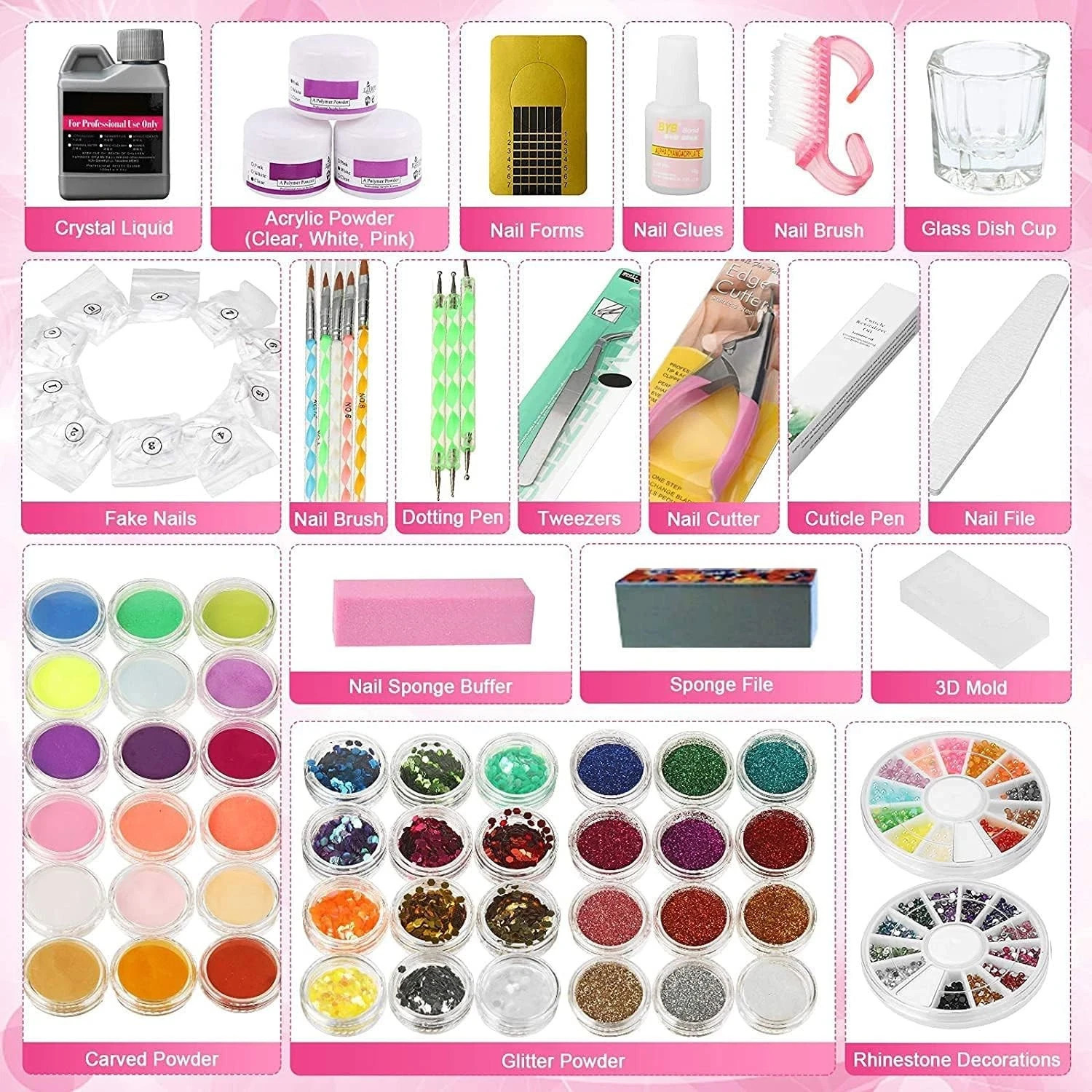 Acrylic Nail Kit, Full Set for Beginners Professional 42 in 1 Acrylic