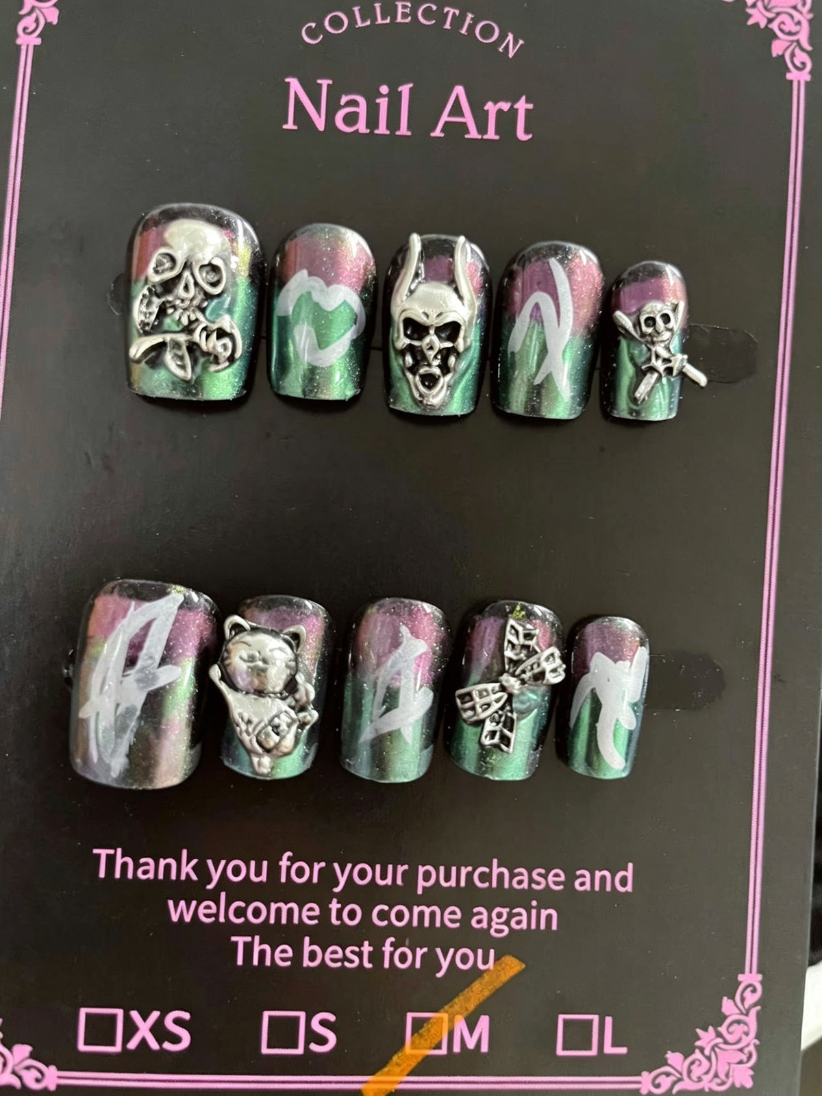 Dark Style Devil’s Eye Handmade Press On Nails, Long Tapered Goth Punk Cool Shor
