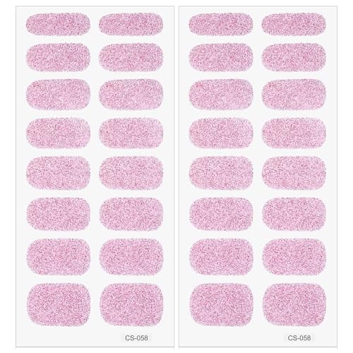 Semi Cured Gel Nail Strips 32 pcs UV Gel Nails Sticker Glitter Pink Cat Eyes