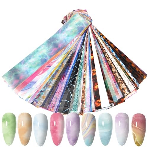 300 Sheets Nail Transfer Foil Art Kit, Marble Gradient Leopard Nail Art KIT1