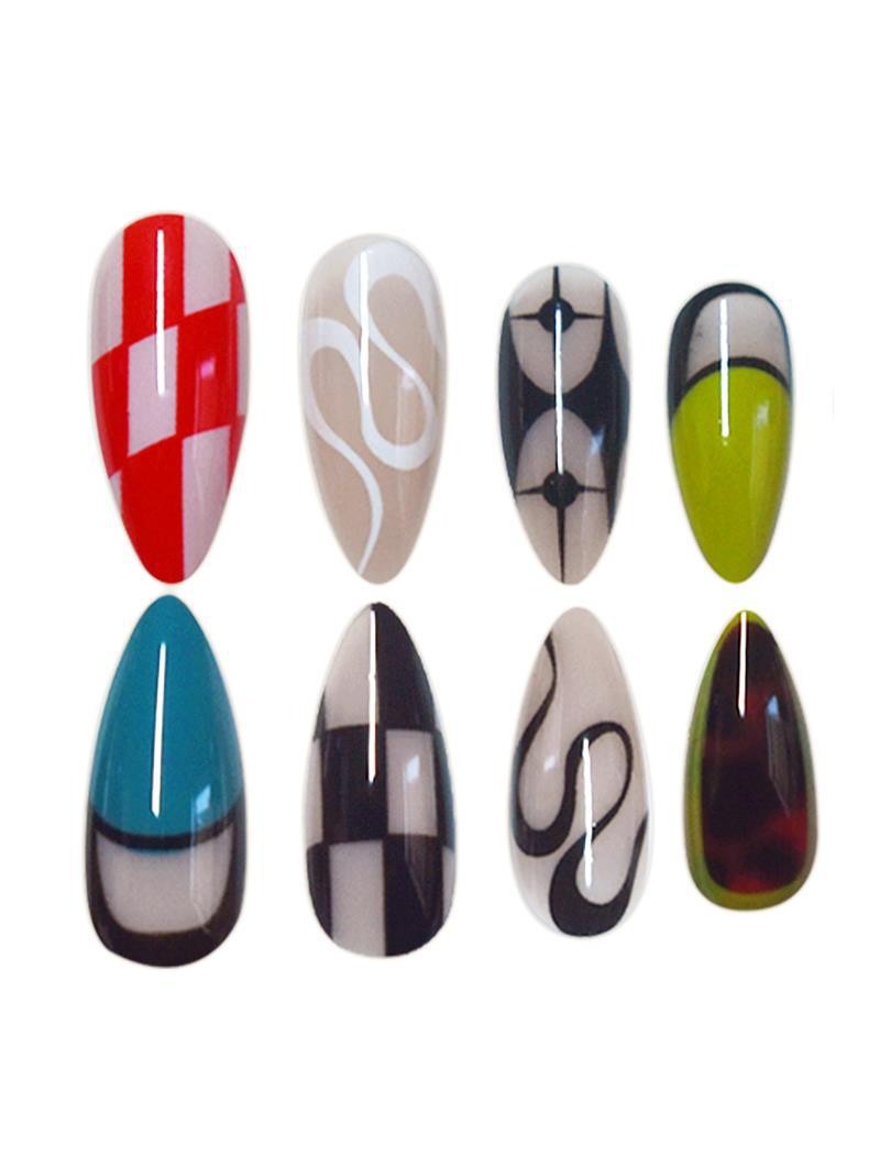 Trendy Tie Dye Short Almond Press On Nails For Europe And America