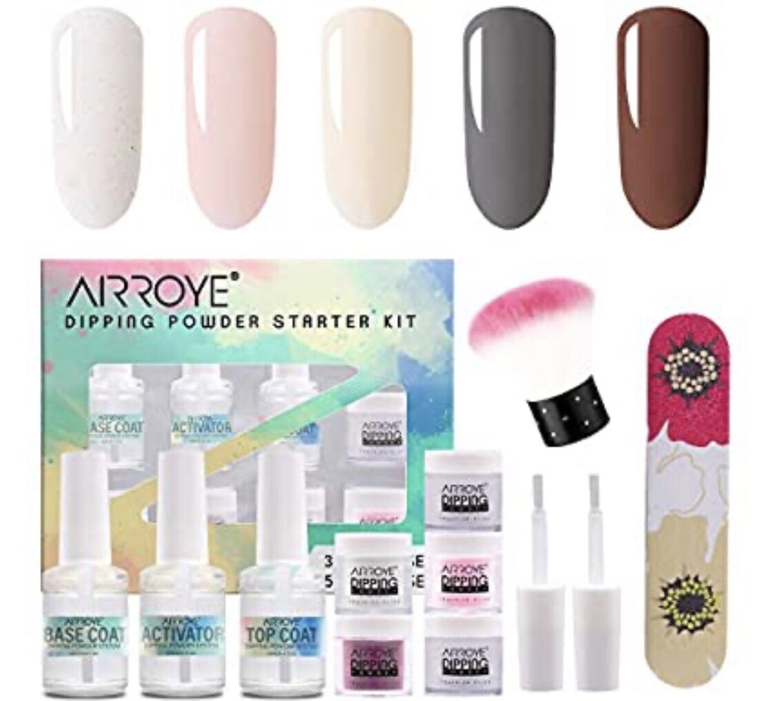 AirroYE Dip Dipping Powder System Starter Kit Acrylic Nails 5 Colors New