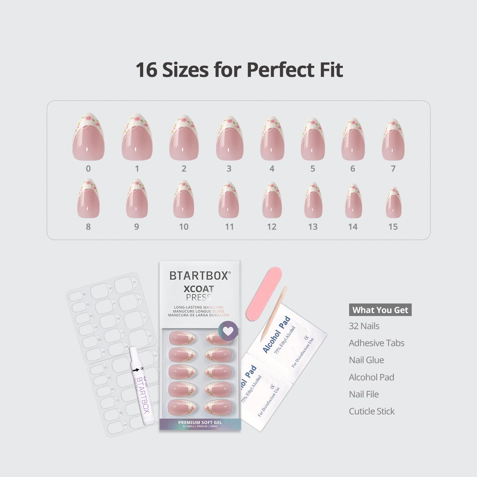 French Tip Press On Nails – Sunprint Dress, Lamp-Curable 4-Week Wear Pink Sho…