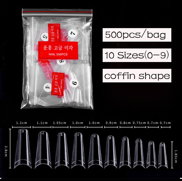 500/1000Pcs Acrylic Nail Manicure Decor Half Cover C Curve Nail Art False Tips