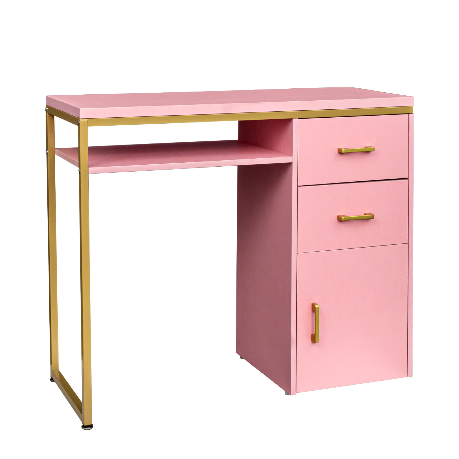 2 Drawers Manicure Table Nail Makeup Office Desk Dressing Cabinet Station Salon