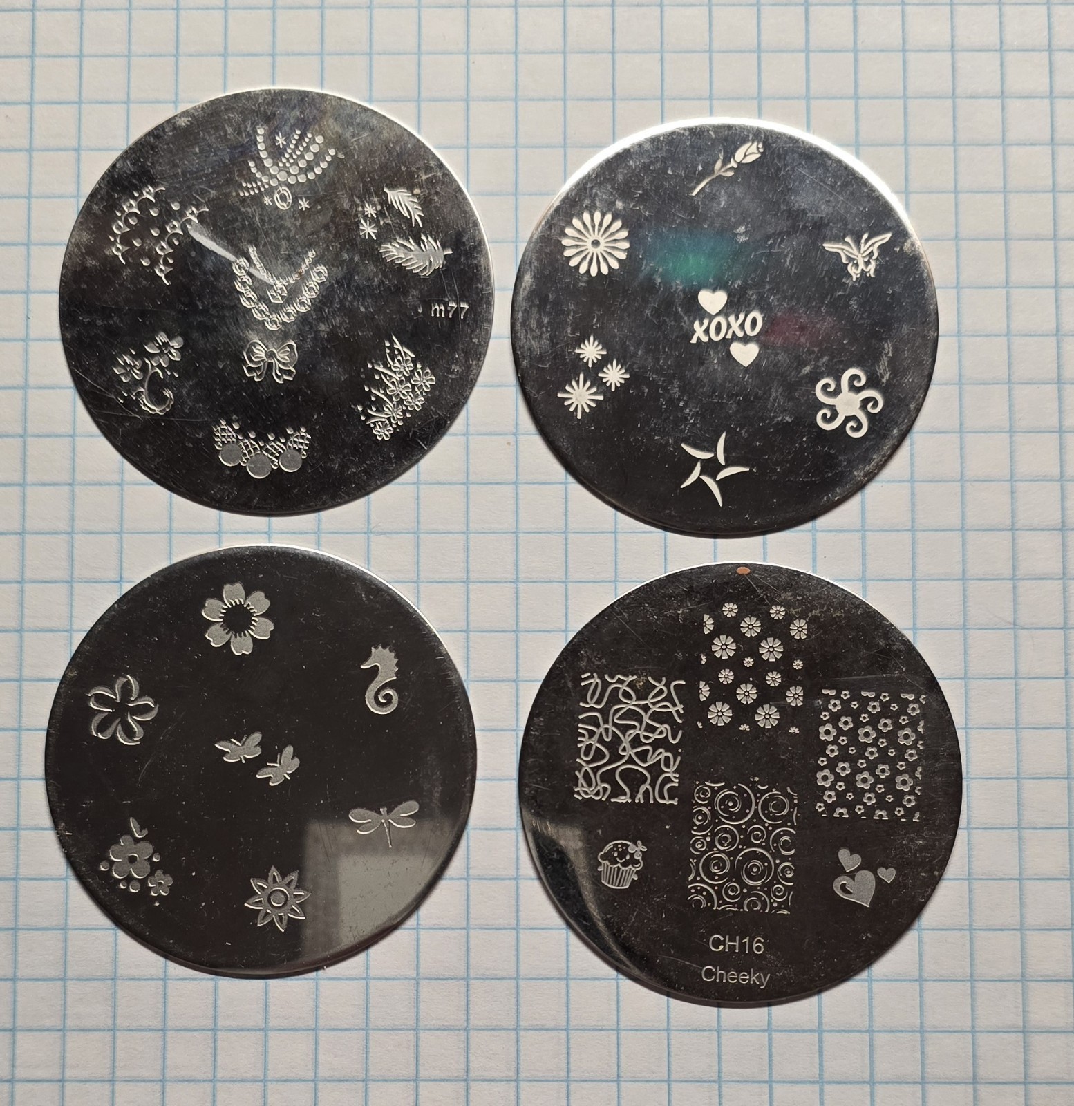 Bundle Nail Stamp Round Plates Swirl Argyle Plaid French Tip Christmas Lot Of 12