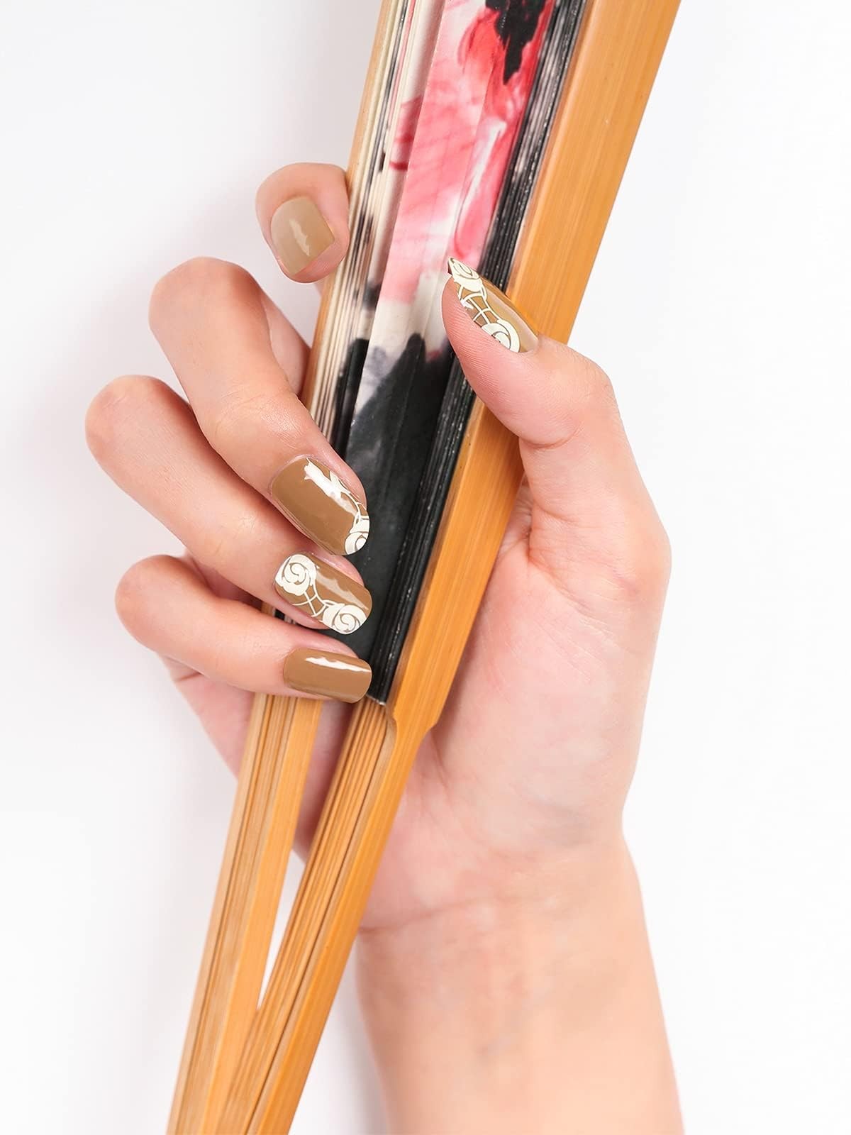 40PCS Gel Nail Polish Strips, Kalolary Brown Rose Full Cover Gel Nail Stickers