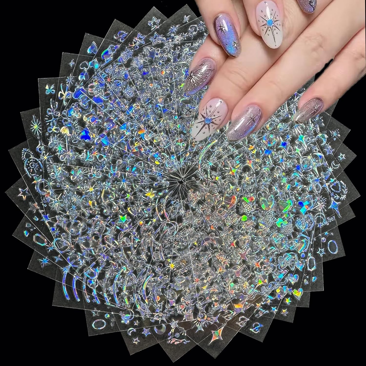 Star Nail Art Stickers Aurora Line 30 Sheets Self Adhesive Nail Decals for Ma…