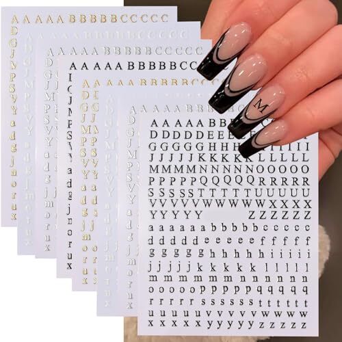 Letters Nail Art Stickers English Alphabet Nail Decals 3D Self 3-letter