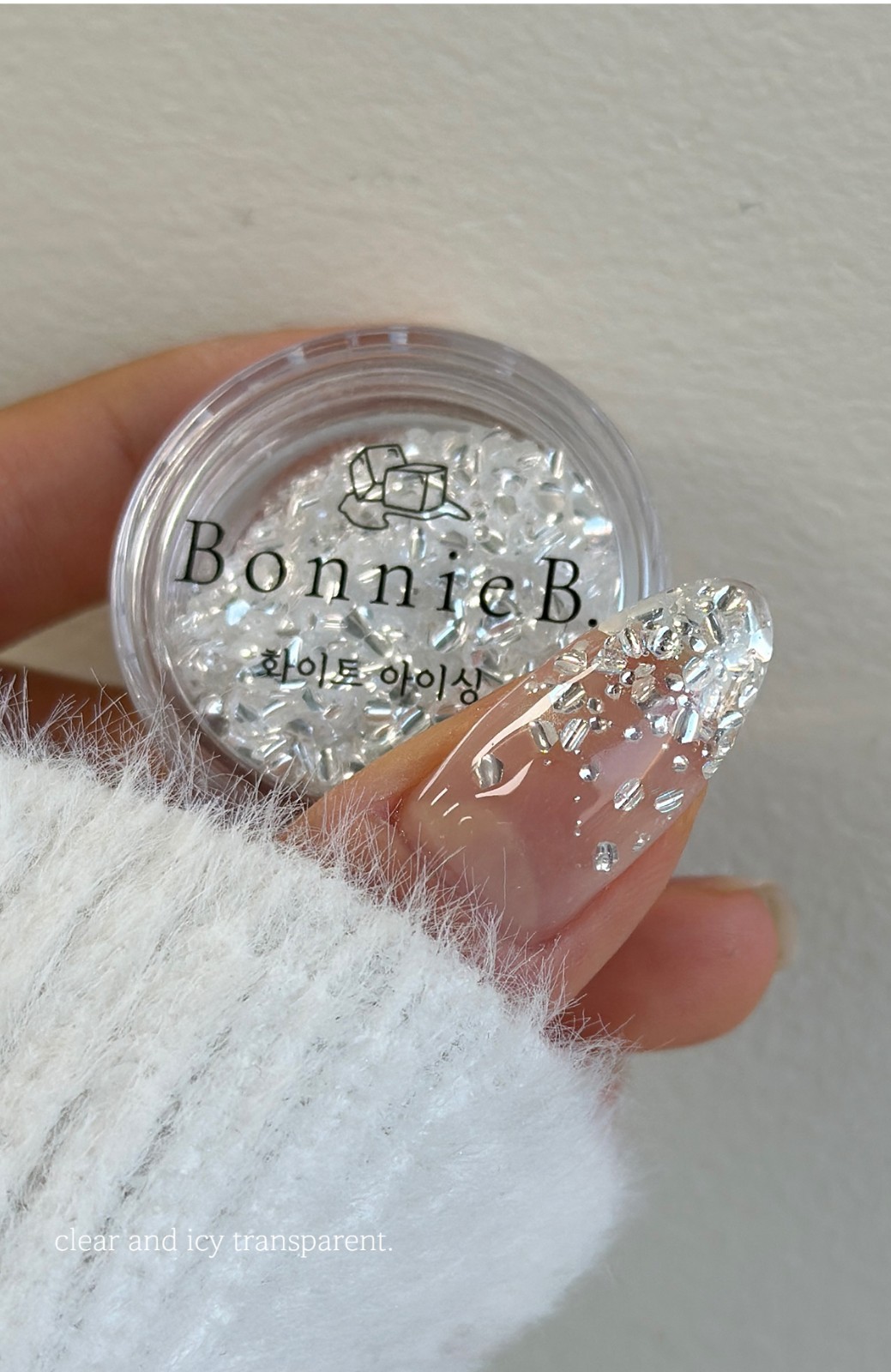 Bonnie B White Icing Nail Glitter Aurora Clear Ice Effect Chunky Mix Nail Art