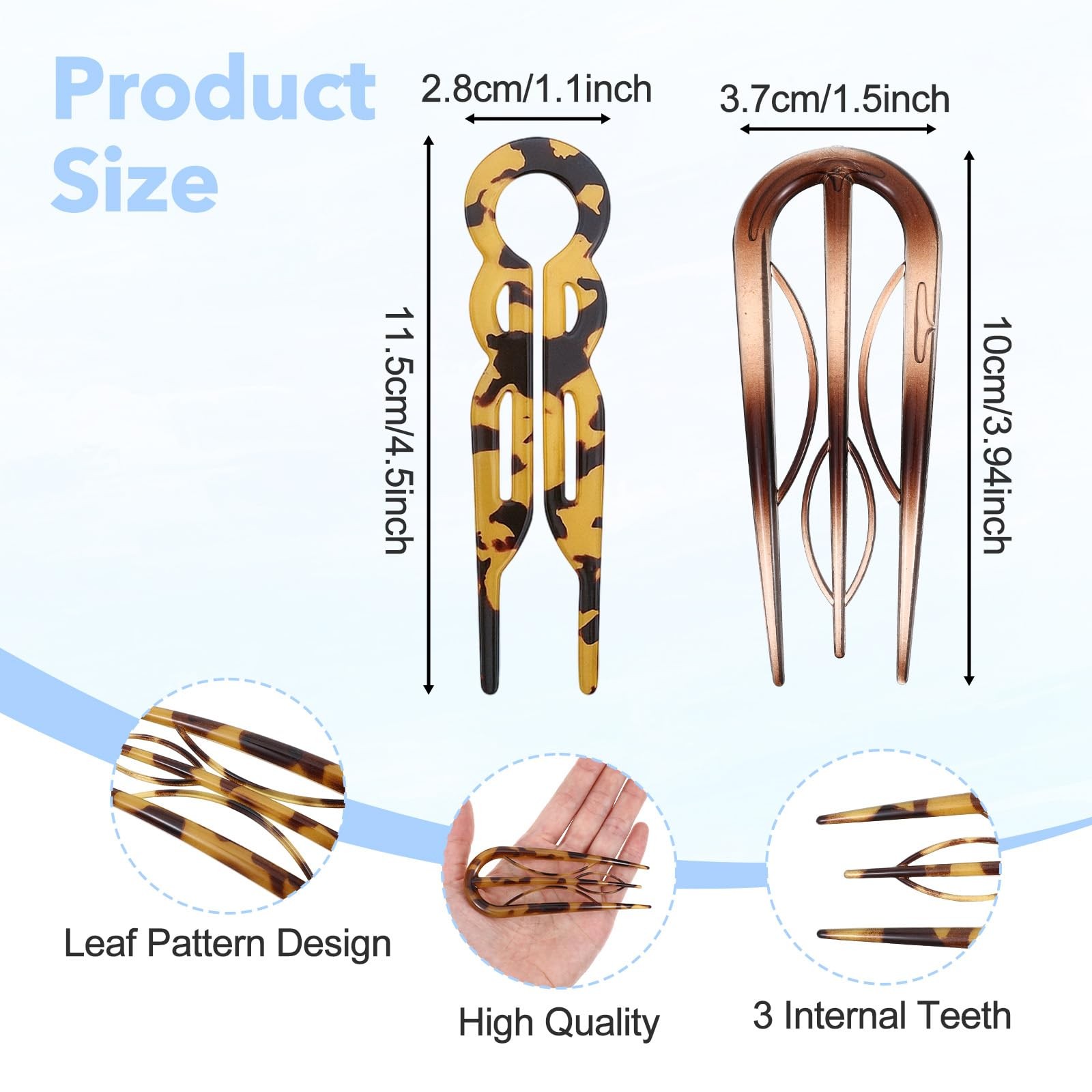 6Pcs Hair Pin for Women, Prestige French 6 Count (Pack of 1), brown，pink