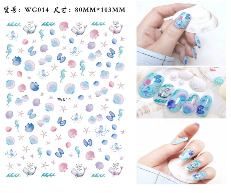 Waterproof Colorful Florals Fruit Mermaid Flower 3D Nail Art Sticker Decal NH4