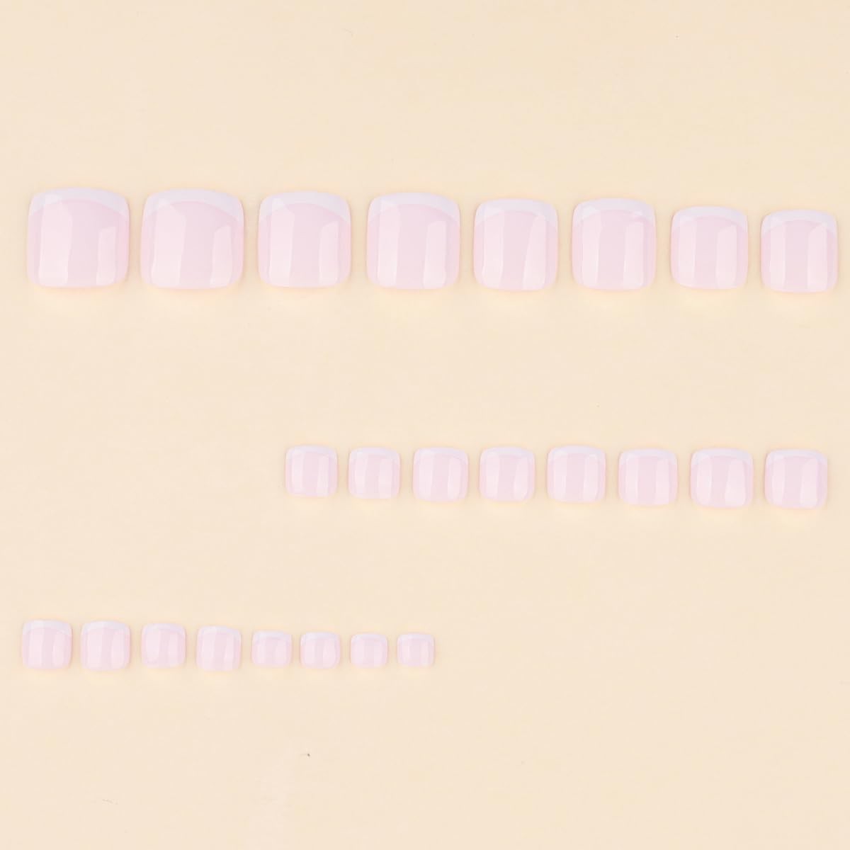 White French Tip Press on Toenails – Milky White Fake Toenails Short False To…