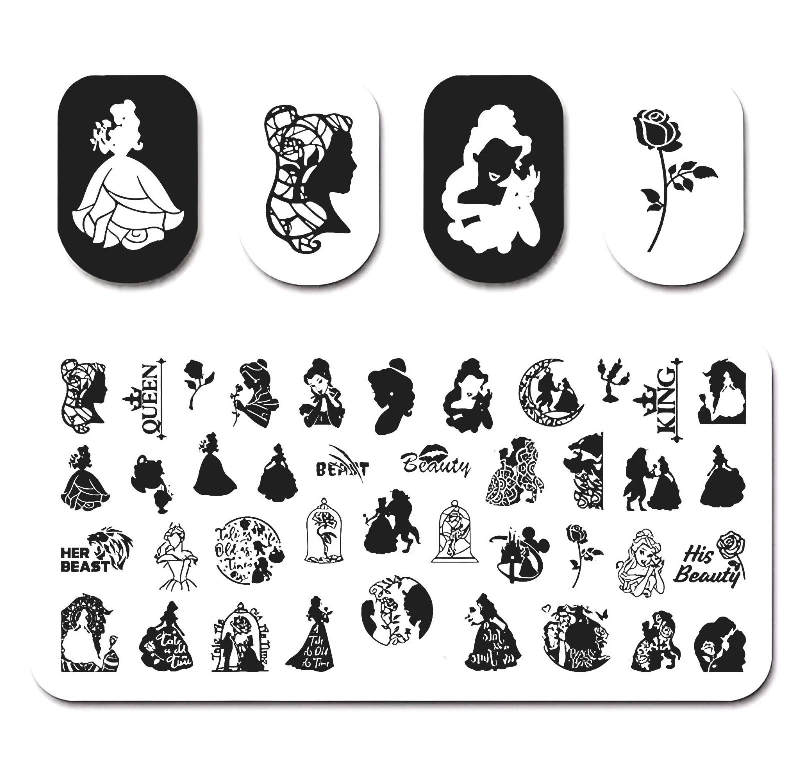 High- Quality Stainless Steel Disney’s Beauty & the Beast Nail Stamping Plate