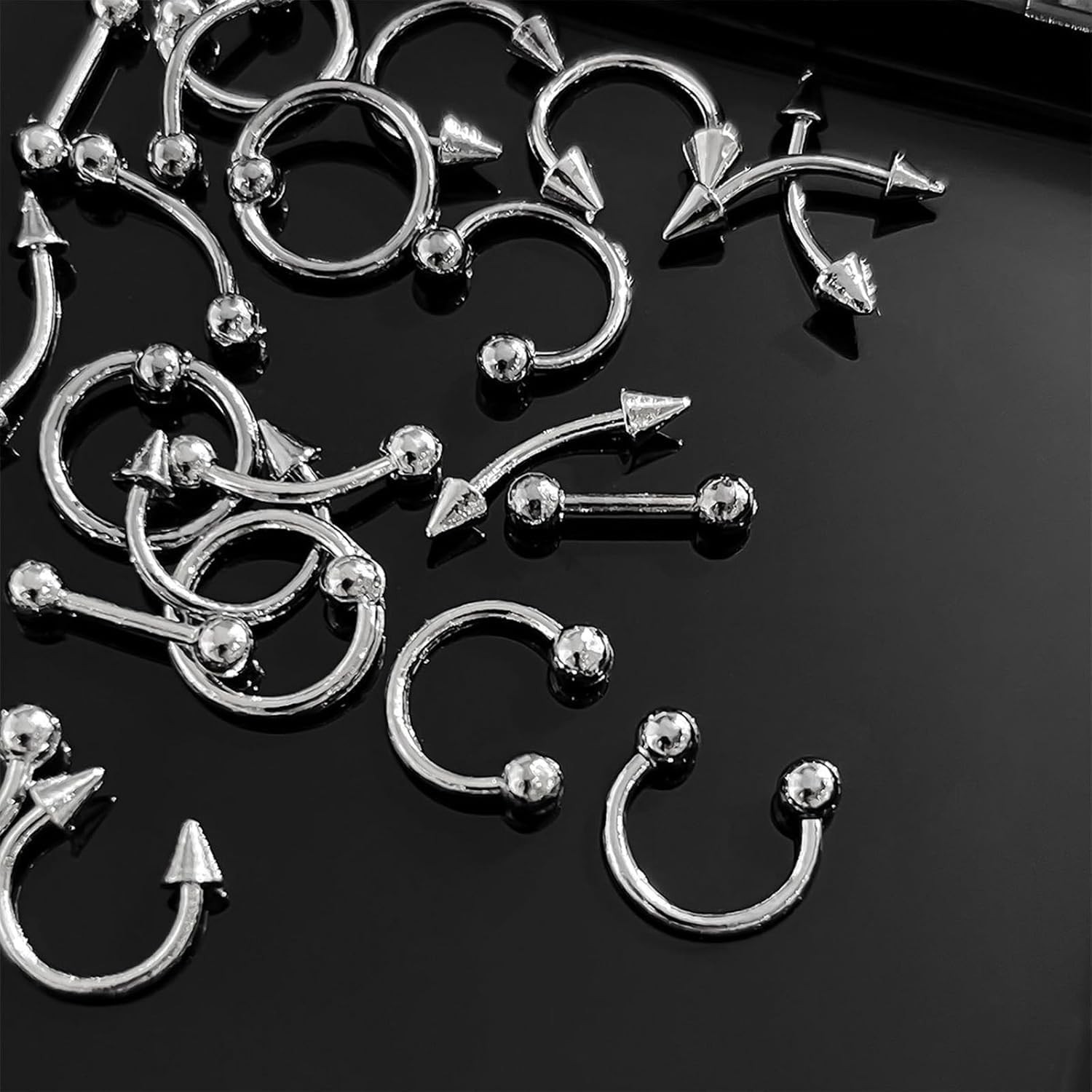 60Pcs Punk Gothic Nail Charms, 3D Punk Piercing Alloy Curve Arrow Rivet Nail …