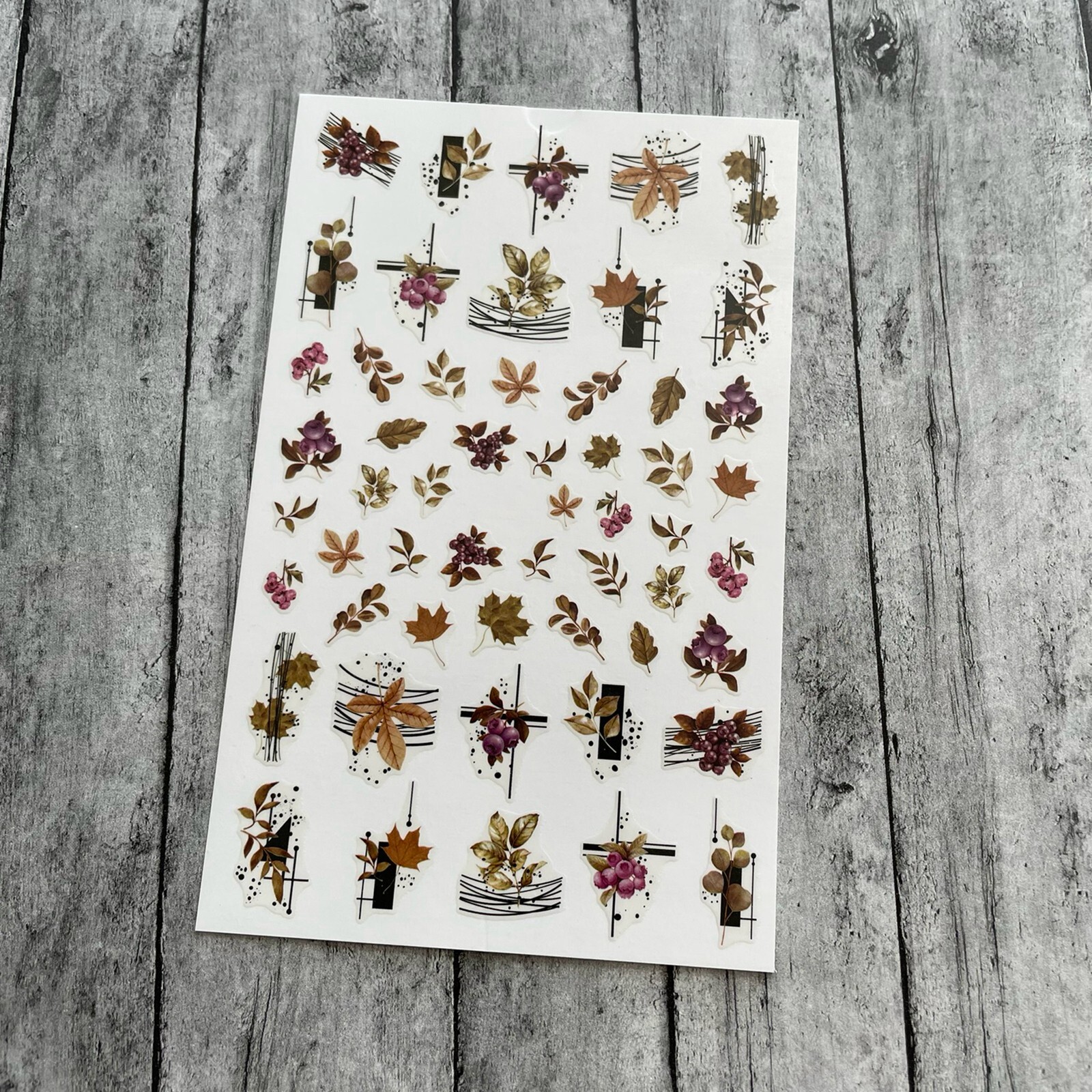 Autumn Leaves Maple Nail Sticker Hello Autumn Fall Leaf Geometric Lines Fruit